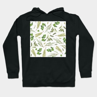 Parsley, sage, rosemary and thyme on gray dots Hoodie